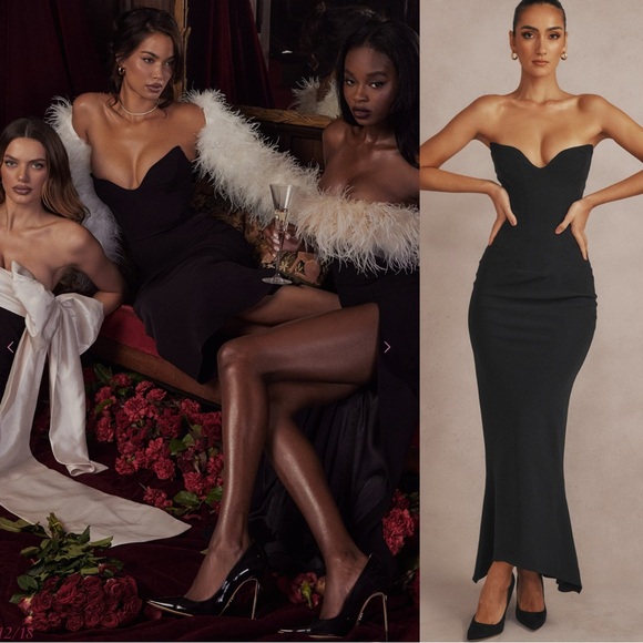 House of CB Sabine Black Crepe strapless corset dress - Picture 13 of 16